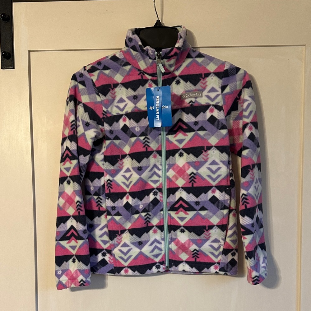 Columbia Kids' Geometric Fleece Jacket - Pink, Purple, and Black